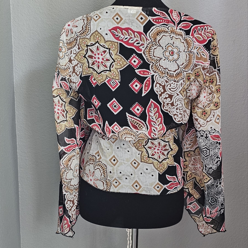 Rampage Y2K boho western sheer wrap blouse - Picture 5 of 8